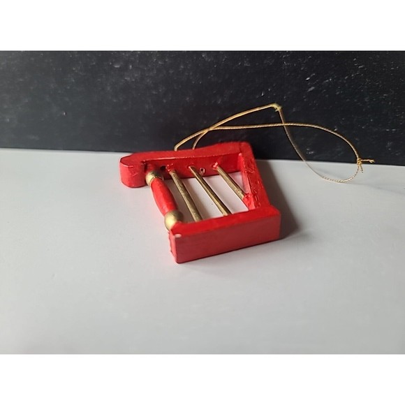 Vintage Christmas Wooden Harp Ornament - Picture 5 of 10